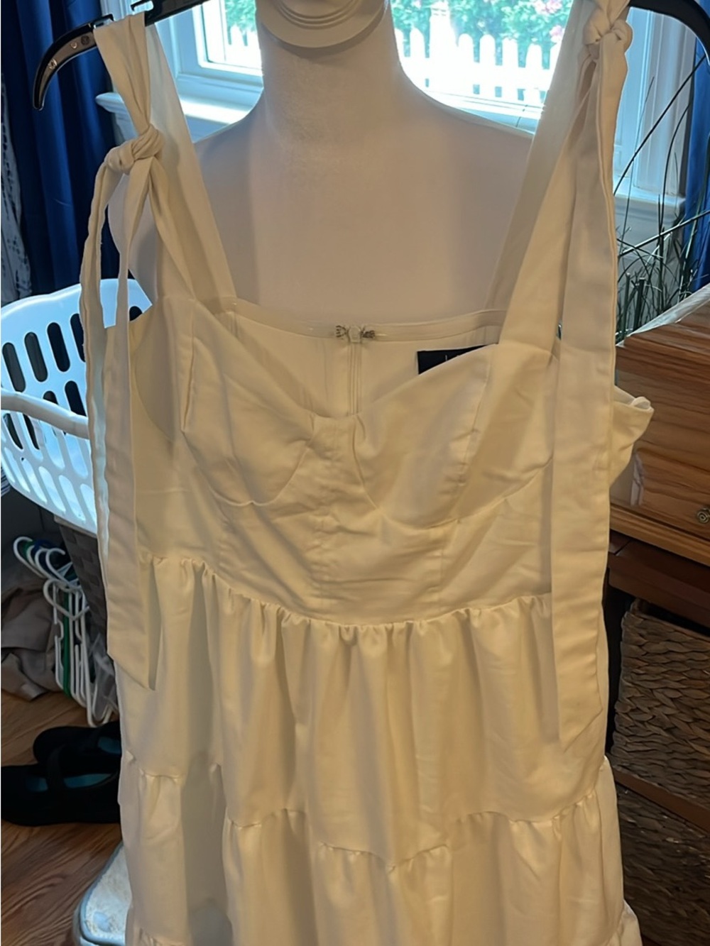 Lulu's Cream Tie-Shoulder Mini Dress